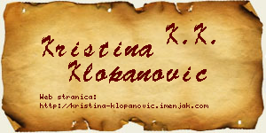 Kristina Klopanović vizit kartica